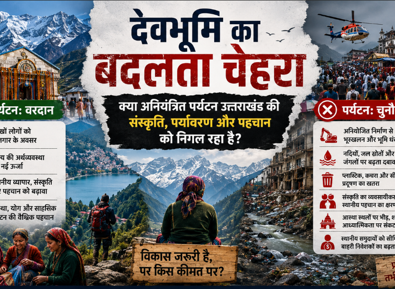 देवभूमि का बदलता चेहरा: क्या अनियंत्रित पर्यटन उत्तराखंड की संस्कृति, पर्यावरण और पहचान को निगल रहा है?