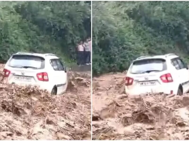 देहरादून: कालसी में उफनते नाले में फंसी कार, स्थानीय लोगों ने चालक को सुरक्षित निकाला